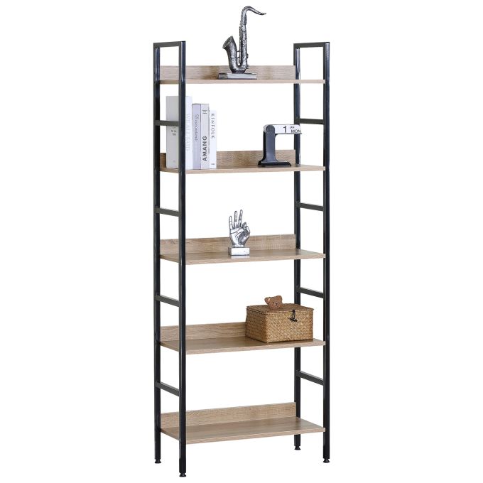 Ραφιέρα ArteLibre MARWOOD Δρυς/Μαύρο Μοριοσανίδα/Μέταλλο 60x27.6x160cm