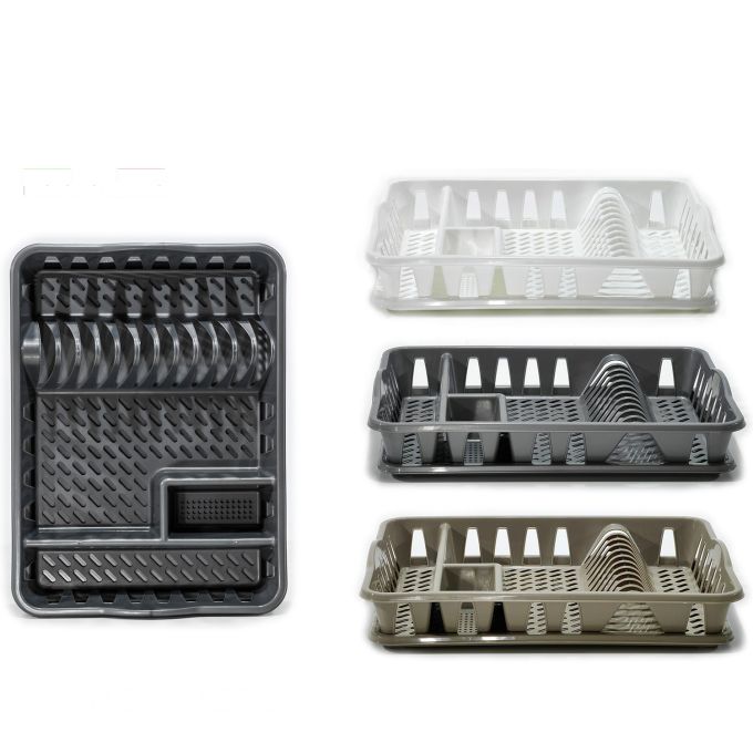 Στεγνωτήριο Πιάτων λευκό/γκρι/μπεζ πλαστικό 43x32x8cm Σε 3 Χρώματα