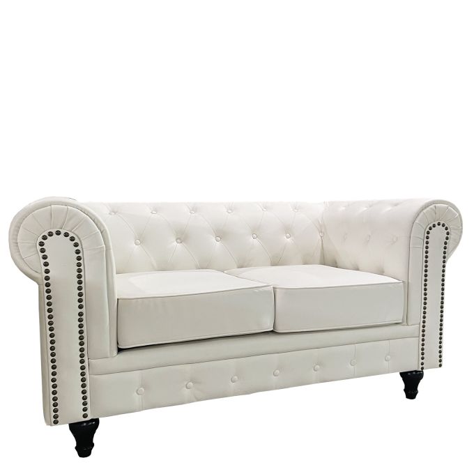 Καναπές Διθέσιος ArteLibre AVERY Λευκό PU 155x90x73cm