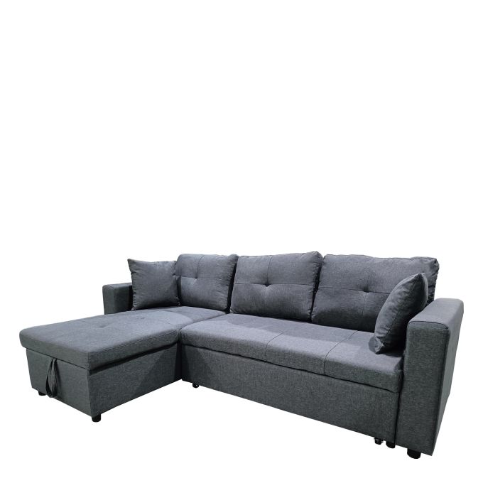 Καναπές Κρεβάτι Γωνιακός ArteLibre MARCELA Αναστρέψιμος Γκρι Ύφασμα 224x147/83x85cm