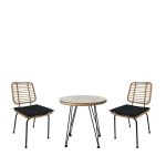 Σετ Τραπεζαρία Κήπου ArteLibre EUSEBIO Φυσικό/Μαύρο Μέταλλο/Rattan Με 2 Καρέκλες 14990354