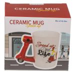 Κούπα Σκούτερ 375ml ‘Speed Up Your Ride’ Λευκό/Κόκκινο Κεραμικό 13.5x11cm