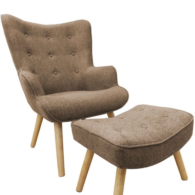 Πολυθρόνα ArteLibre AMARANTHUS Με Υποπόδιο Γκρι 98x70x77cm