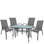 Σετ Τραπεζαρία Κήπου ArteLibre SUN Μέταλλο Γκρι Με 4 Πολυθρόνες 14990109