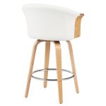 Σκαμπό Bar ArteLibre CASSIAN Λευκό/Φυσικό Ξύλο/PU 50x50x103cm