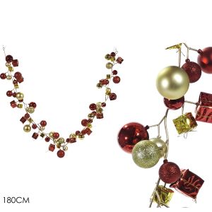 Χριστουγεννιάτικη Γιρλάντα Με Μπάλες Και Δώρα Κόκκινο/Χρυσό 180cm