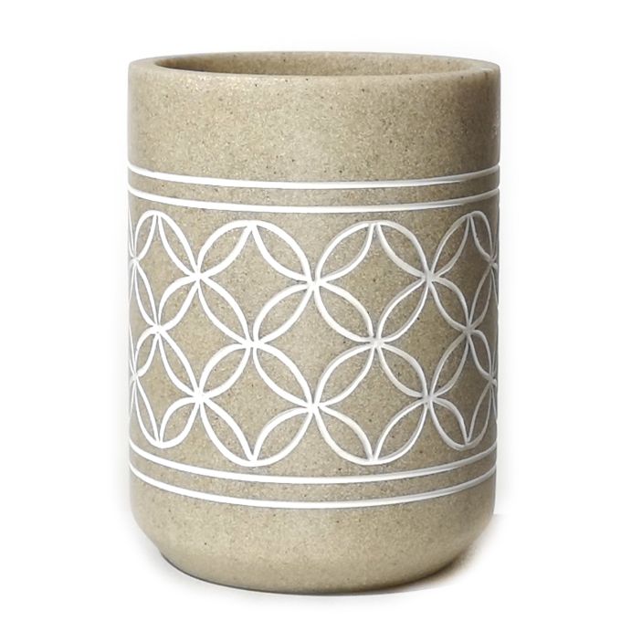 Ποτήρι Μπάνιου Γεωμετρικά Σχήματα Μπεζ Polyresin