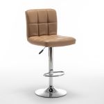 Σκαμπό Bar ArteLibre DIN Με Πλάτη Πτυσσόμενο Cappuccino PVC/Μέταλλο 44x50x92-113cm