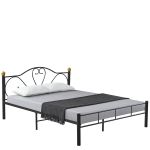 Κρεβάτι Υπέρδιπλο ArteLibre MOONRISE Μαύρο Μέταλλο Για Στρώμα 160x200cm