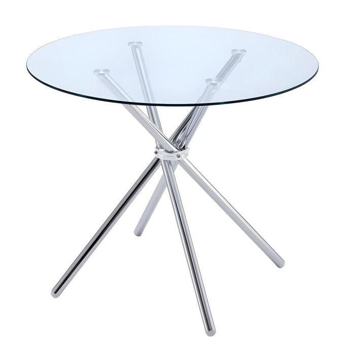 Τραπέζι Τραπεζαρίας ArteLibre PHLAX Διάφανο/Χρώμιο Γυαλί/Μέταλλο Φ120x74cm