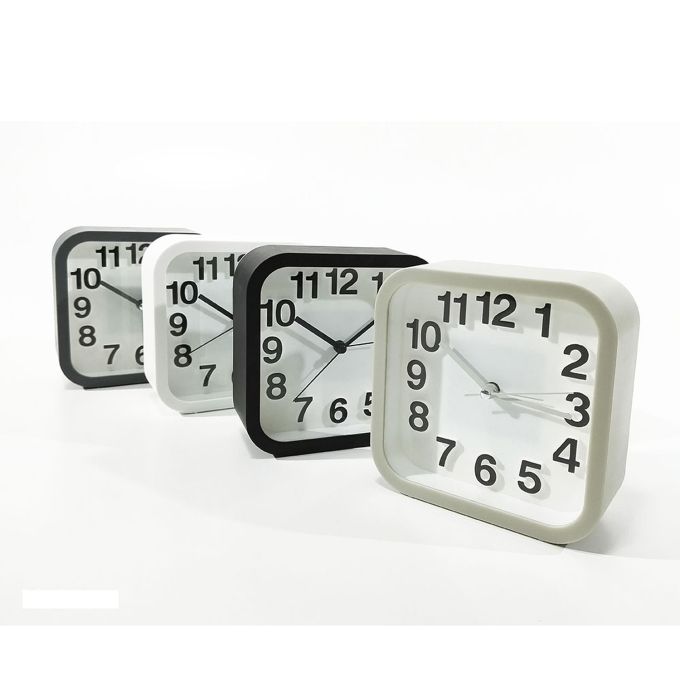 Ξυπνητήρι Τετράγωνο Λευκό/Μαύρο/Γκρι Πλαστικό 13x13cm Σε 4 Χρώματα