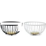 Σαλατιέρα μαύρο/λευκό μέταλλο/ξύλο Φ25xH13cm 2Τμχ Σε 2 Χρώματα