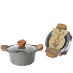 Κατσαρόλα Αντικολλητική Αλουμινίου Με Γυάλινο Καπάκι WoodLine Φ20cm