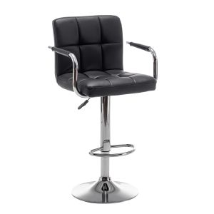 Σκαμπό Bar ArteLibre RANCOR Με Πλάτη Πτυσσόμενο Μαύρο PVC/Μέταλλο 51x50x83-105cm