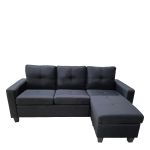 Καναπές Γωνιακός ArteLibre IDRIL Αναστρέψιμος Μαύρο Ύφασμα 205x162x84cm