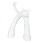 Φιγούρα Γάτα 'Kara' Κεραμικό Ασημί/Λευκό 2Τμχ 5x16x22cm