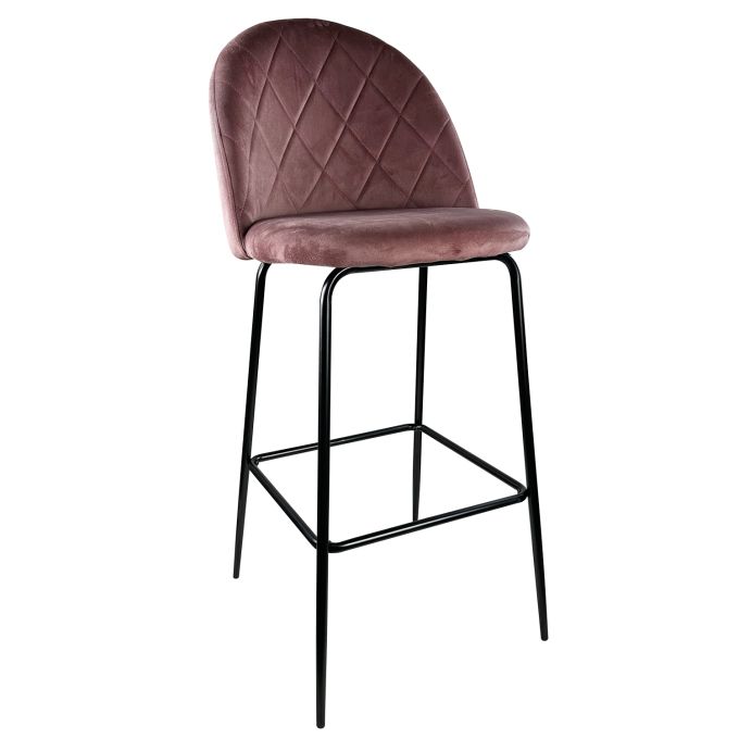 Σκαμπό Bar ArteLibre UNDERHILL Σάπιο Μήλο/Μαύρο Βελούδο/Μέταλλο 45x53x107cm