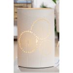 Λάμπα Επιτραπέζια ArteLibre Εκλειπτική Με Διακόσμηση Λουλούδι Λευκό Πορσελάνη 12x12x28cm