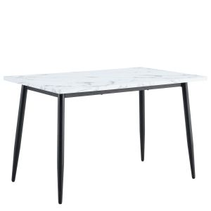 Τραπέζι Τραπεζαρίας ArteLibre IRWELL Λευκό Μάρμαρο/Μαύρο Μέταλλο/Μοριοσανίδα 120x80x75cm