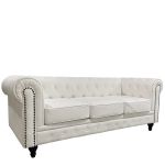 Καναπές Τριθέσιος ArteLibre AVERY Λευκό PU 208x90x73cm