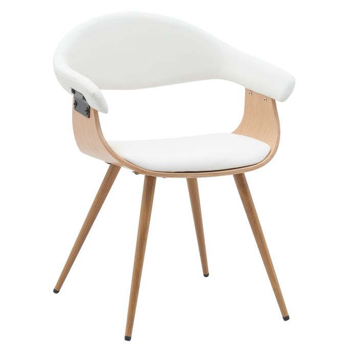 Καρέκλα Επισκέπτη ArteLibre DEVRA Λευκό/Φυσικό Ξύλο/PU/Μέταλλο 55.5x53.5x77cm