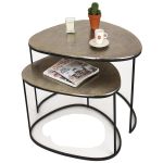 Τραπεζάκι ArteLibre Χρυσό Αλουμίνιο 90x70x50cm Σετ 2Τμχ