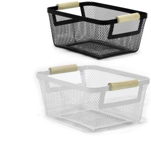 Καλάθι Μαύρο/Λευκό Μέταλλο/Ξύλο 26x11x17.5cm Σε 2 Χρώματα