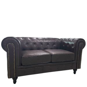 Καναπές Διθέσιος ArteLibre AVERY Σκούρο Καφέ PU 155x90x73cm