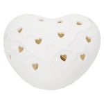 Διακοσμητικό Αντικείμενο (Led) Καρδιά Πορσελάνη Λευκό 10X9X5Cm 10X9X5Cm