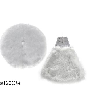 Χριστουγεννιάτικη Βάση Δέντρου Συνθετική Γούνα Λευκό Φ120cm