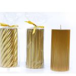Χριστουγεννιάτικο Κερί Κυλινδρικό Χρυσό Φ7x15cm