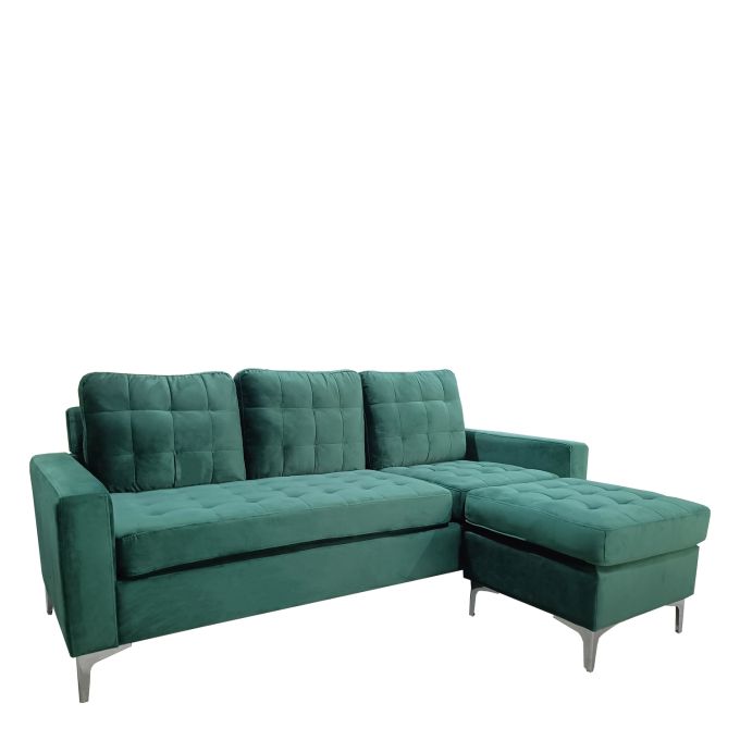 Καναπές Γωνιακός ArteLibre BLAZE Αναστρέψιμος Πράσινο Ύφασμα 190x128x82cm