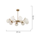 Φωτιστικό Κρεμαστό ArteLibre CRATER Οχτάφωτο Χρυσό/Λευκό Μέταλλο/Γυαλί 87x52cm