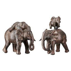 Figure Elephant Synthetic Resin Brown 2 Assorted 18X10X20Cm 18X10X20Cm