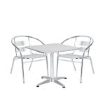 Σετ Τραπεζαρία Κήπου ArteLibre CALLISTO Αλουμίνιο Ασημί Με 2 Πολυθρόνες 14990102
