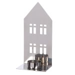 Κηροπήγιο Σπιτάκι 'Casita' Ατσάλι Ασημί 8x11.5x25cm