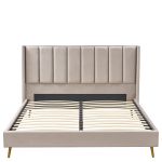 Κρεβάτι Υπέρδιπλο ArteLibre SEDONA Μπεζ Ύφασμα Για Στρώμα 160x200cm