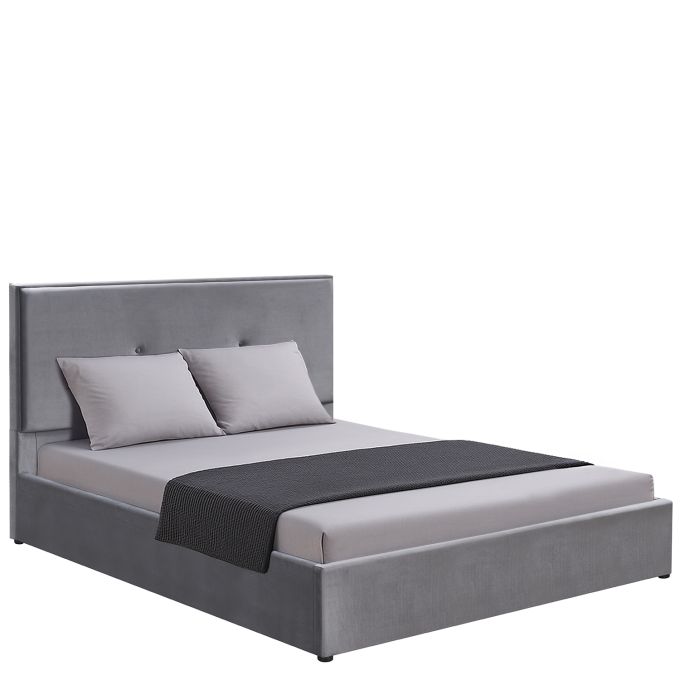 Κρεβάτι Υπέρδιπλο ArteLibre YUMA Γκρι Ύφασμα Για Στρώμα 160x200cm