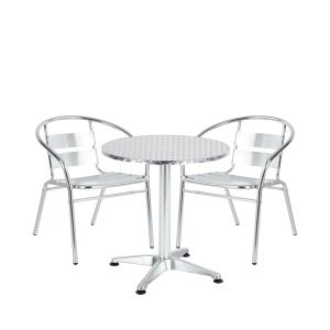 Σετ Τραπεζαρία Κήπου ArteLibre IO Αλουμίνιο Ασημί Με 2 Πολυθρόνες 14990090