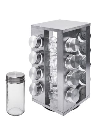 Βάση Μπαχαρικών 16 Θέσεων Inox 14x14x28cm