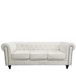 Καναπές Τριθέσιος ArteLibre AVERY Λευκό PU 208x90x73cm