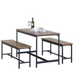 Σετ Τραπεζαρία (2+1) ArteLibre DRAYCOTT Καφέ/Μαύρο Μοριοσανίδα/Μέταλλο 110x60x75cm