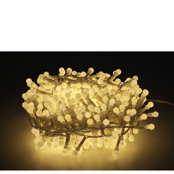 Χριστουγεννιάτικα Φώτα 300 LED Cherry Θερμό Λευκό Με Διαφανές Καλώδιο Και Πρόγραμμα