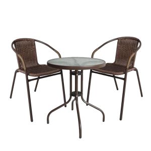 Σετ Τραπεζαρία Κήπου ArteLibre EARTH Μέταλλο Καφέ Με 2 Πολυθρόνες