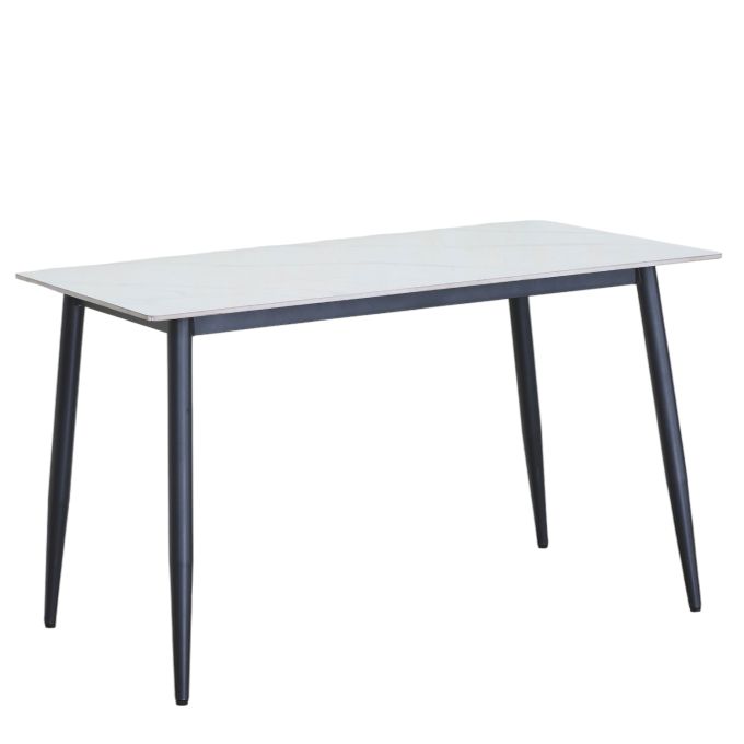 Τραπέζι Τραπεζαρίας ArteLibre VENSHIRE Λευκό Μάρμαρο/Μαύρο Κεραμικό/Μέταλλο 121x72x73cm
