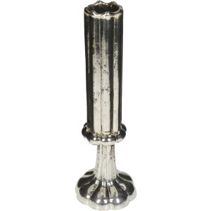 Βάζο ArteLibre Φλάουτο Χειροποίητο Ασημί Γυαλί 9x9x26.5cm