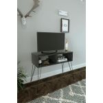 Έπιπλο Τηλεόρασης ArteLibre AMARA Όψη Μαρμάρου/Μαύρο Μοριοσανίδα/Μέταλλο 72x30x58.6cm
