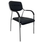 Καρέκλα Επισκέπτη GUESTEASE Μαύρο/Χρώμιο PU/Μέταλλο 48x41x87cm