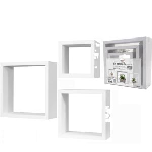 Σετ Ραφιών Κύβοι Λευκό Ξύλο 35x35x12cm/30x30x12cm/25x25x12cm 3Τμχ