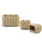 Κουτιά Αποθήκευσης Μπεζ Ύφασμα 23x17x13cm 3Τμχ